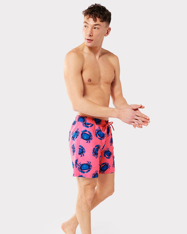 Men's Pink Crab Print Swim Shorts